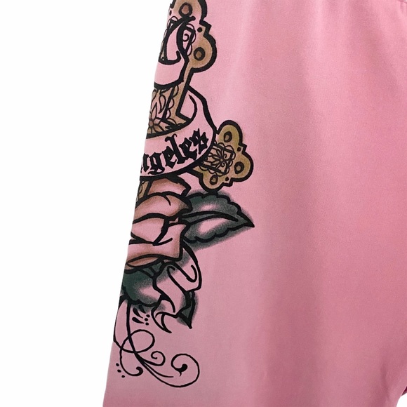 HTF: Lucky Brand ☘︎︎ Tattoo Skull Los Angeles Cropped Sweatpants ☘︎︎ Pink Ombre - Picture 5 of 17